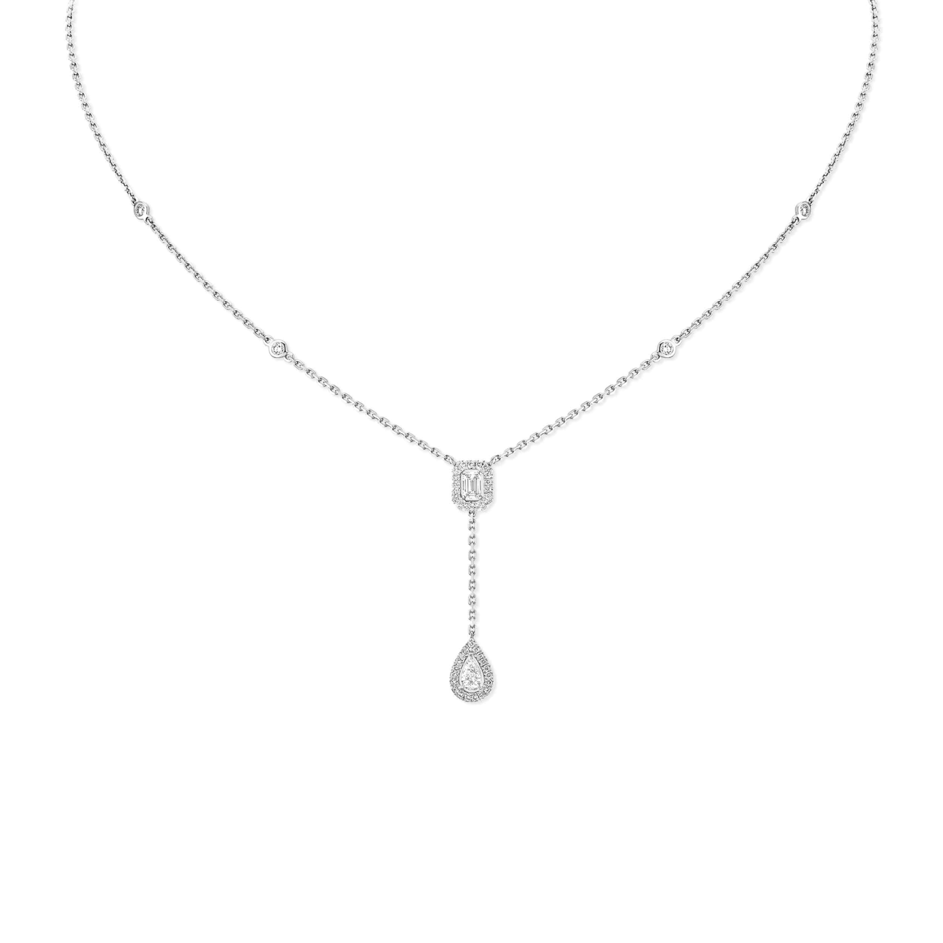 Mes1kaa my twin tie necklace 2x 0.10ct white gold d1am0nd necklace 06693-wg